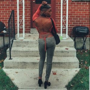 Burnt Orange Crop Top with EXPOSED Back